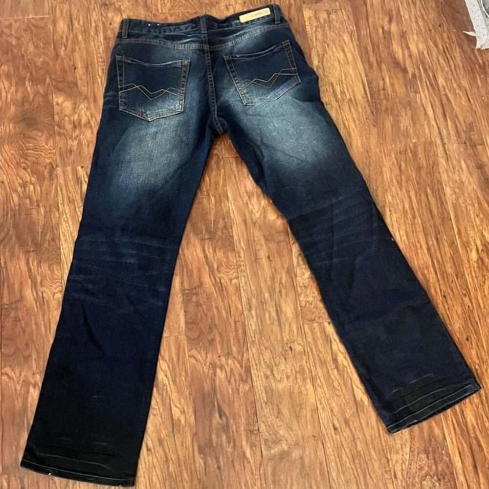 Carbon Jeans Men 30x30 Slim Straight Freedom Flex Distressed Dark Denim Pants - Picture 2 of 4